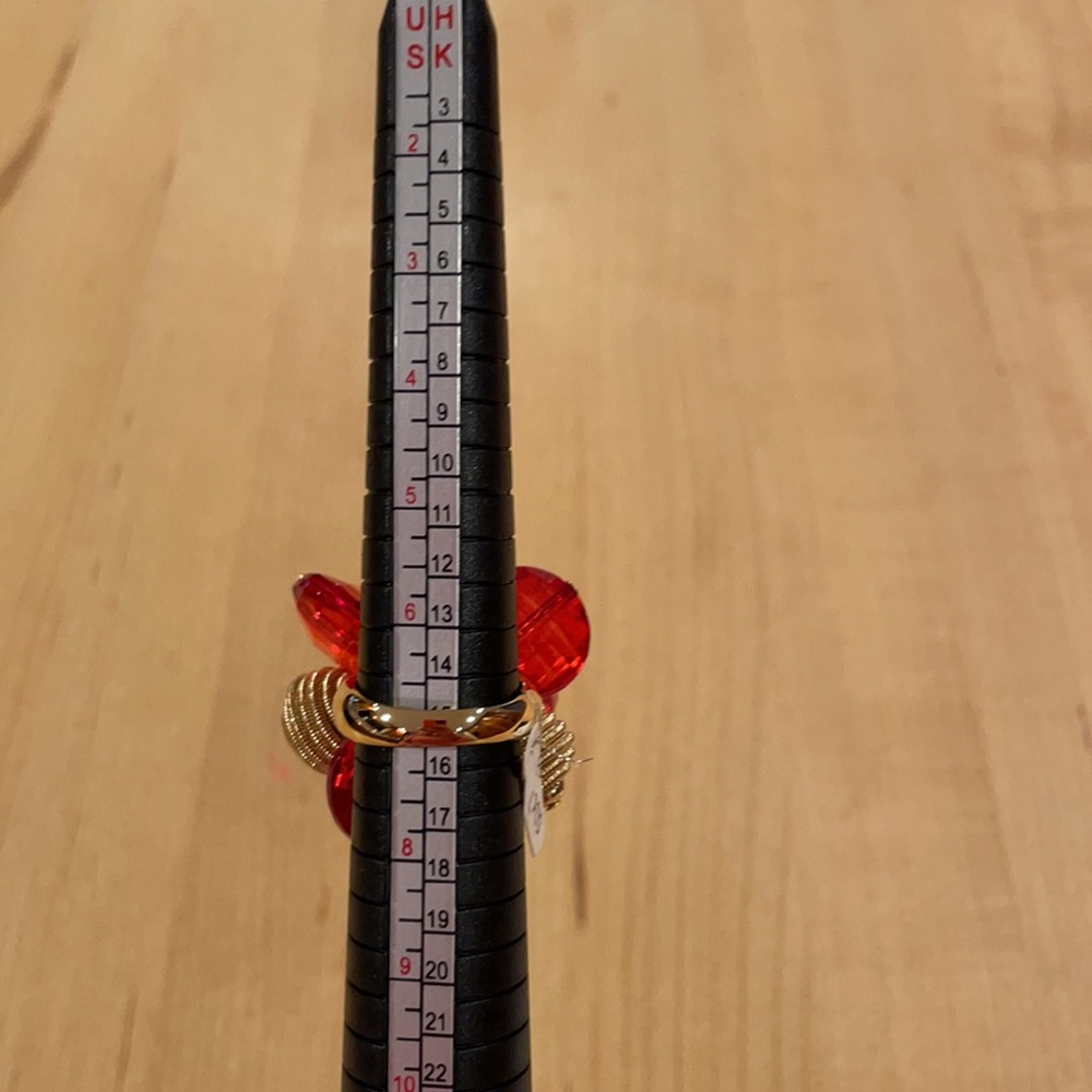 NWT Kate Spade ♠️ Gold & Red Orange Cocktail Ring. Size 7. - Picture 13 of 13
